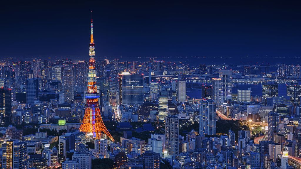Токийская Башня, Городской Пейзаж, Ночь, Япония, HD, 2K, 4K