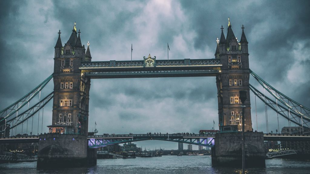 Тауэрский Мост, Лондон, Темза, Облака, HD, 2K, 4K