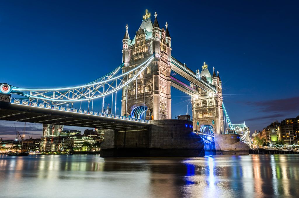 Тауэрский Мост, Ночь, Размышления, Лондон, HD, 2K, 4K, 5K