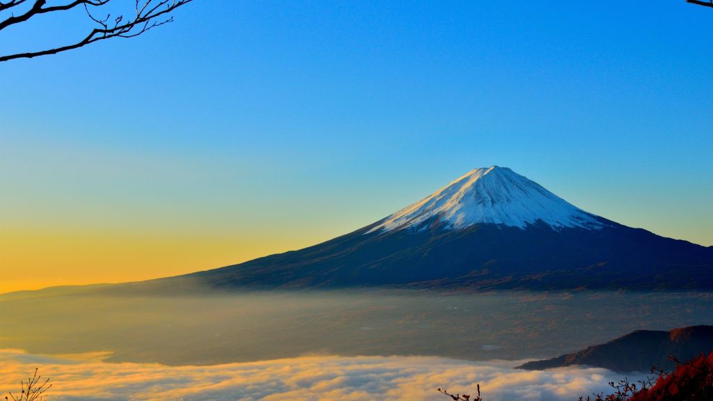 Вулкан, Фудзи, Япония, Горы, Туман, HD, 2K, 4K