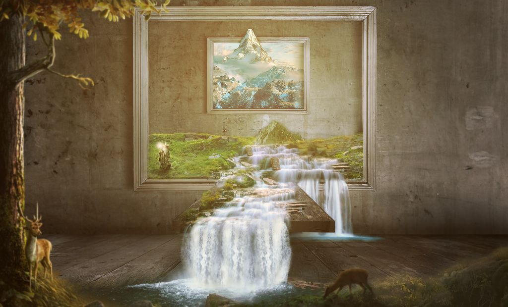 Водопад, Гэндальф, Краска, Картины, HD