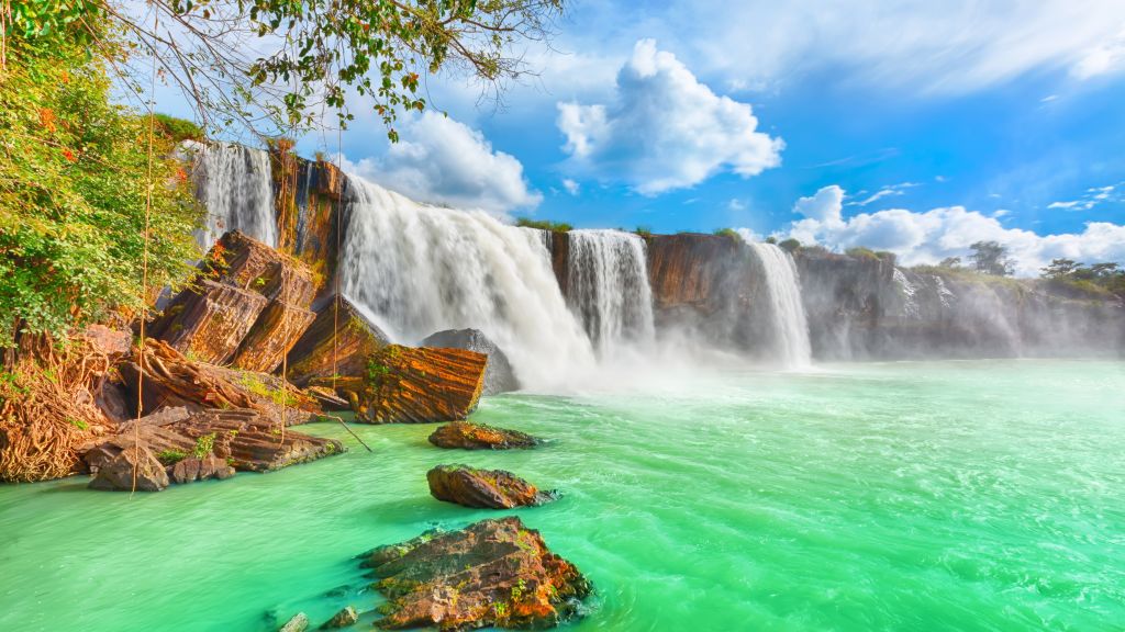 Водопад, Beautiful Dry Nur, Вьетнам, HD, 2K, 4K, 5K