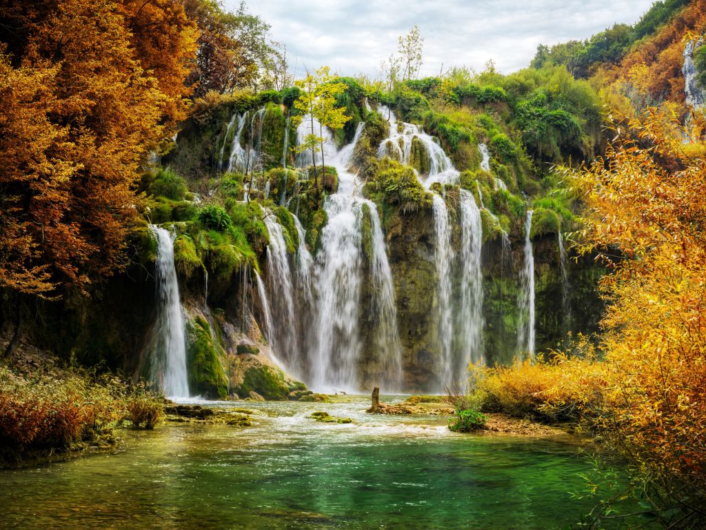 Водопады, Национальный Парк Плитвицкие Озера, Хорватия, HD, 2K, 4K