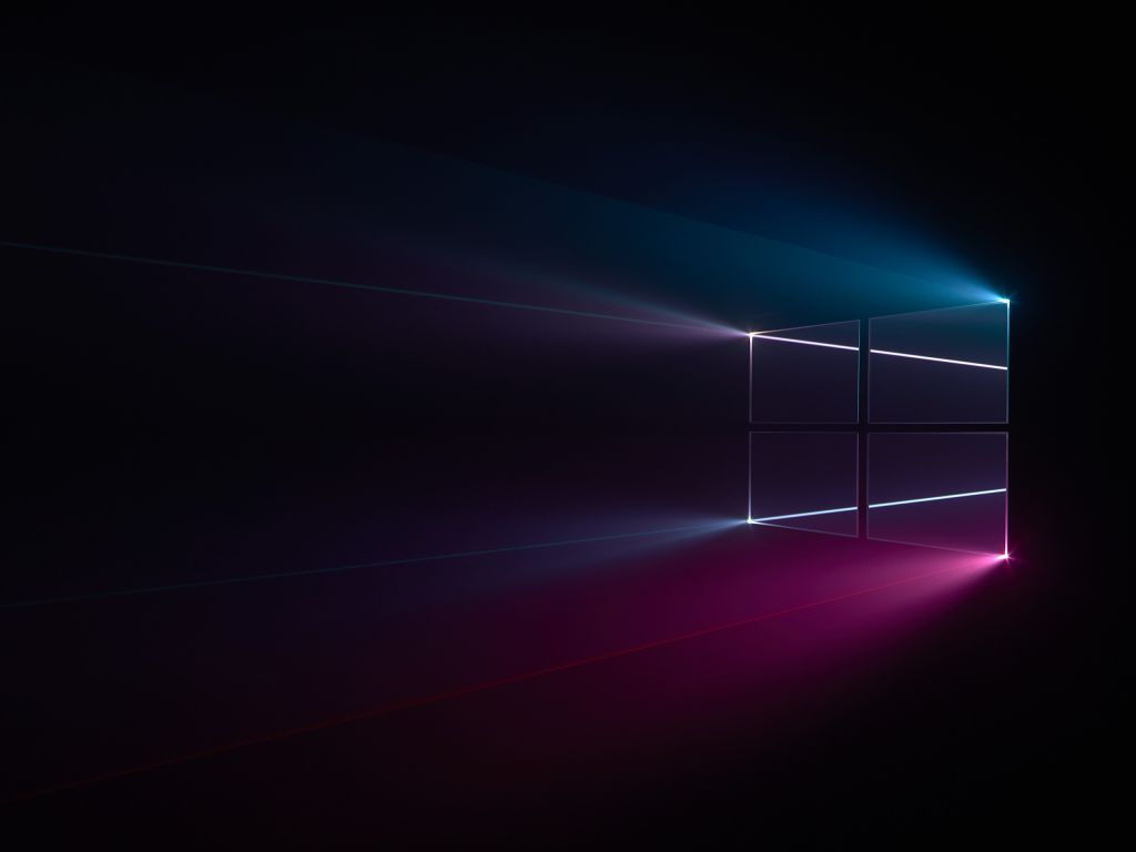 Windows 10, Логотип Windows, Синий, Розовый, Темный, HD, 2K