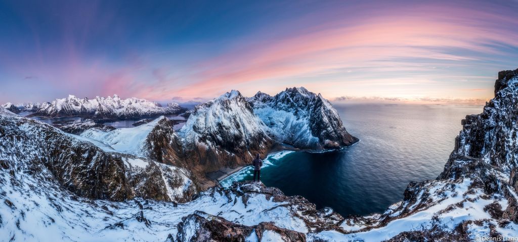 Зимние Горы, Одна, Панорама, Океан, Арктика, HD, 2K, 4K, 5K, 8K, 10K