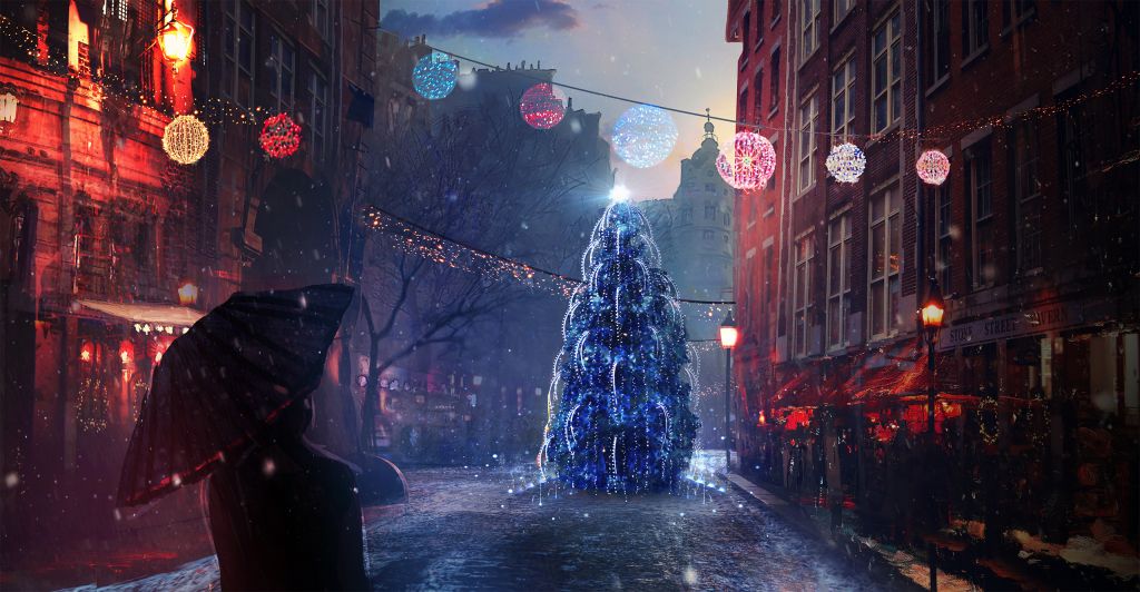 Рождественские Огни, Канун Рождества, HD, 2K